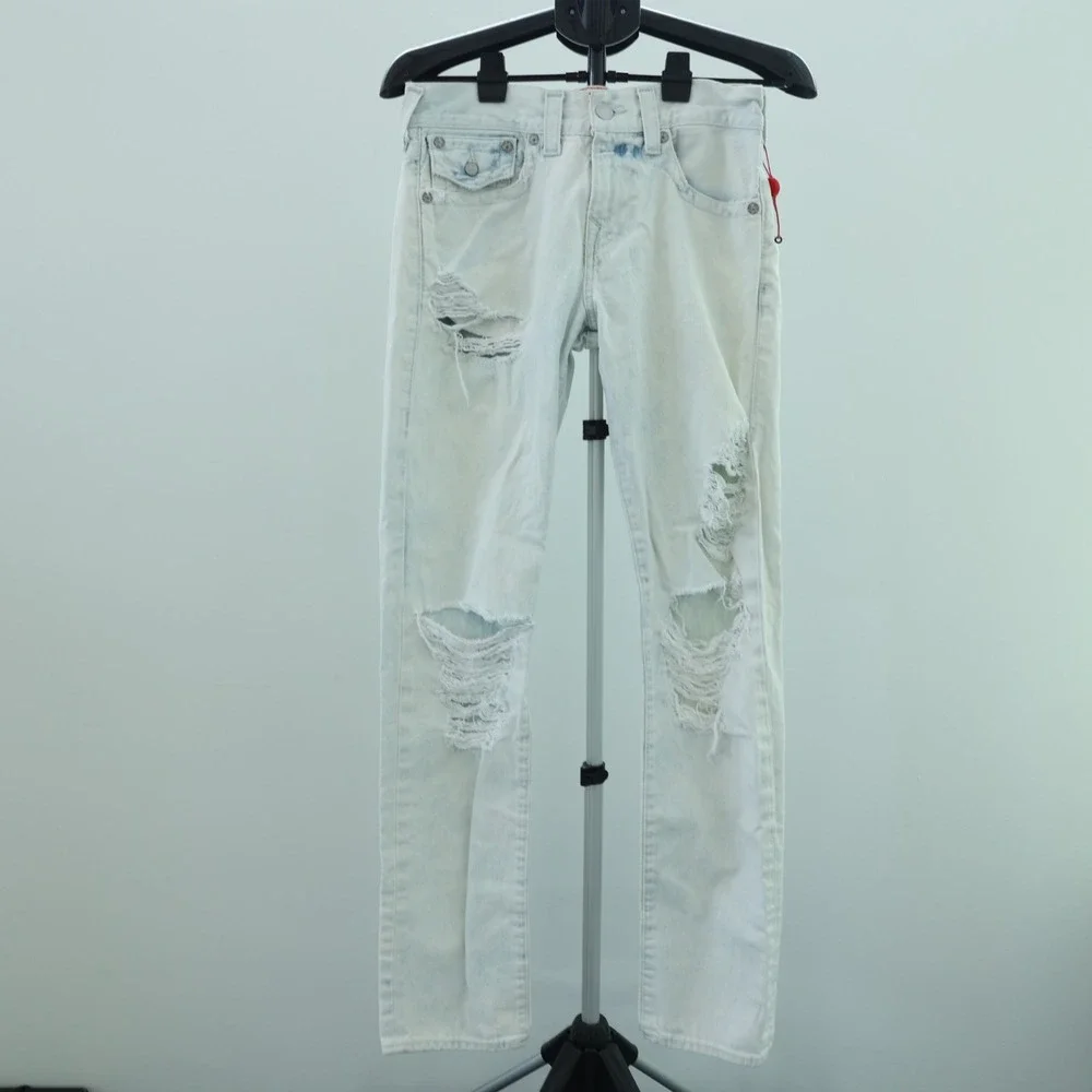 True Religion Geno Jeans Men's 30 x 32 Worn Sunfaded Relaxed Slim Fit Distressed